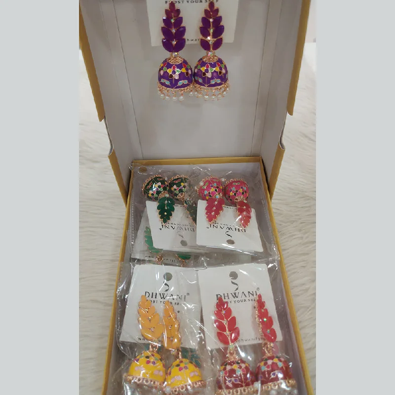 Beautiful Crystal Earrings-Dhwani Gold Plated Crystal And Meenakari Jhumki Earrings (Assorted Color)