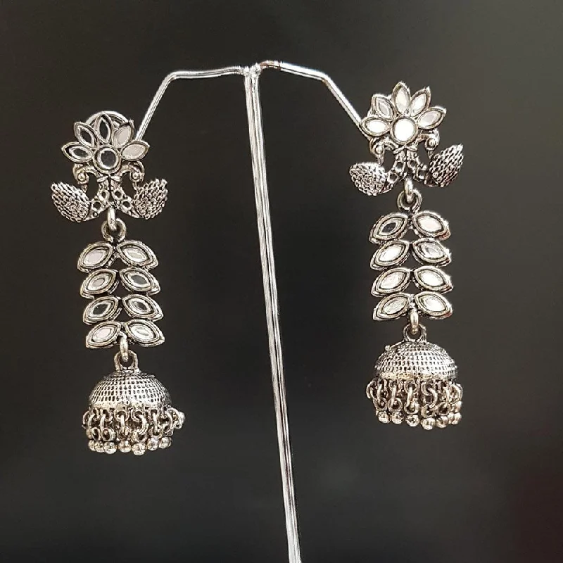 Customized Initial Earrings-Shreeji Oxidised Plated Jhumki Earrings