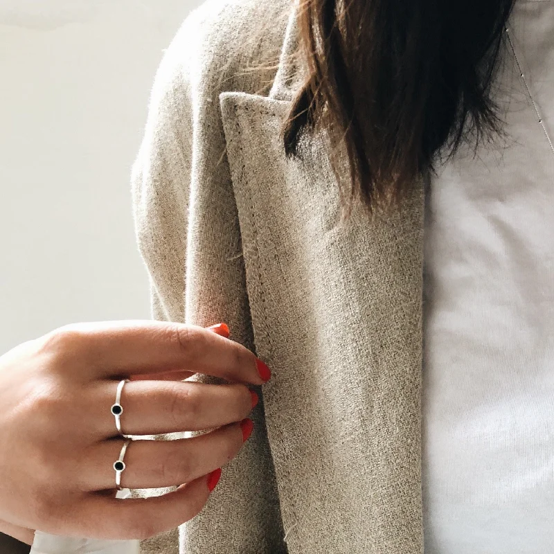 Personalized Infinity Rings-'Mona' Ring with Small Black Stone