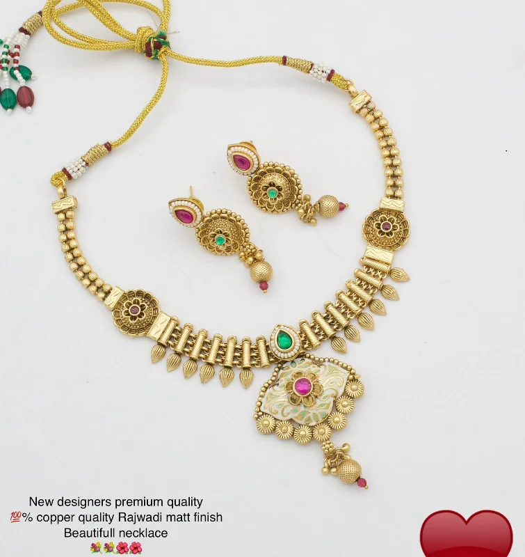 Designer Choker Necklaces-Pooja Bangles Gold Plated Pota Necklace set