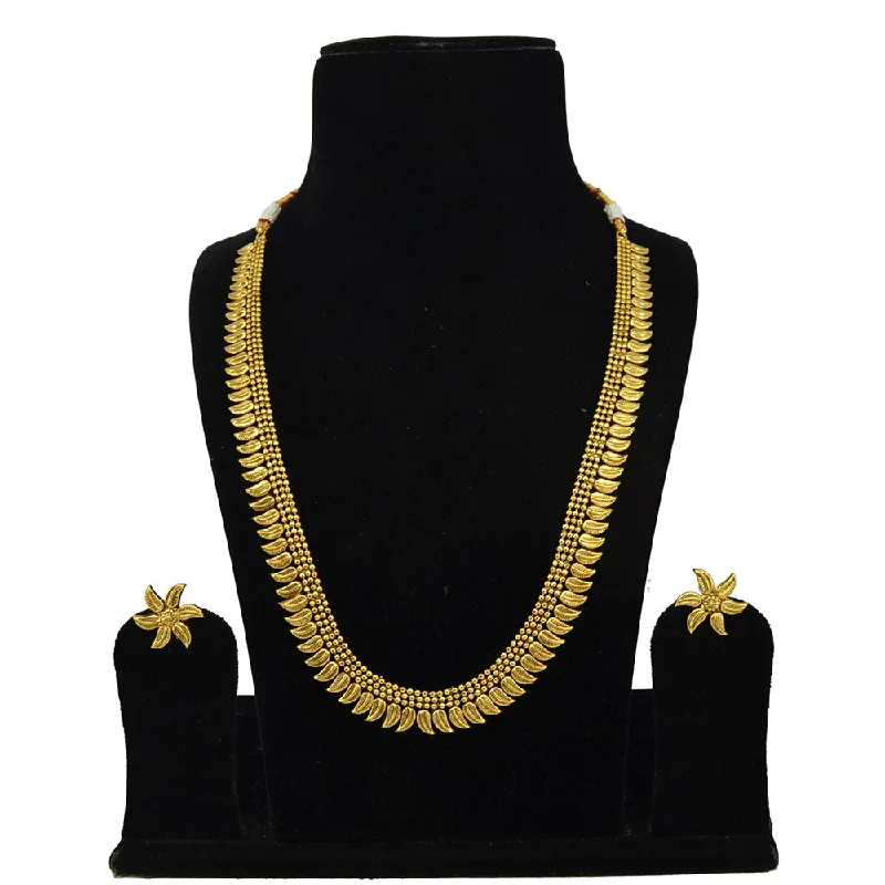 Crystal Heart Necklaces-Saloni Fashion Jewellery Gold Plated Long Necklace Set