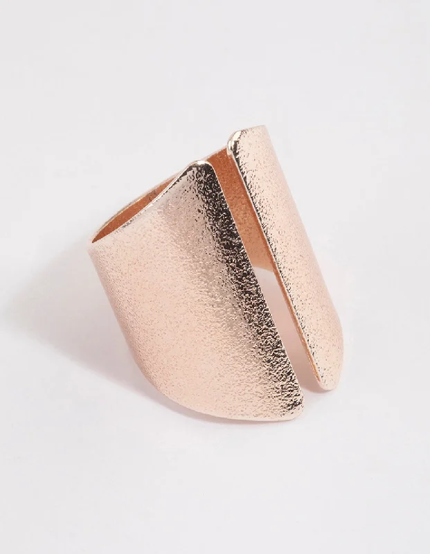 Simple Rose Gold Rings-Rose Gold Open Shield Ring