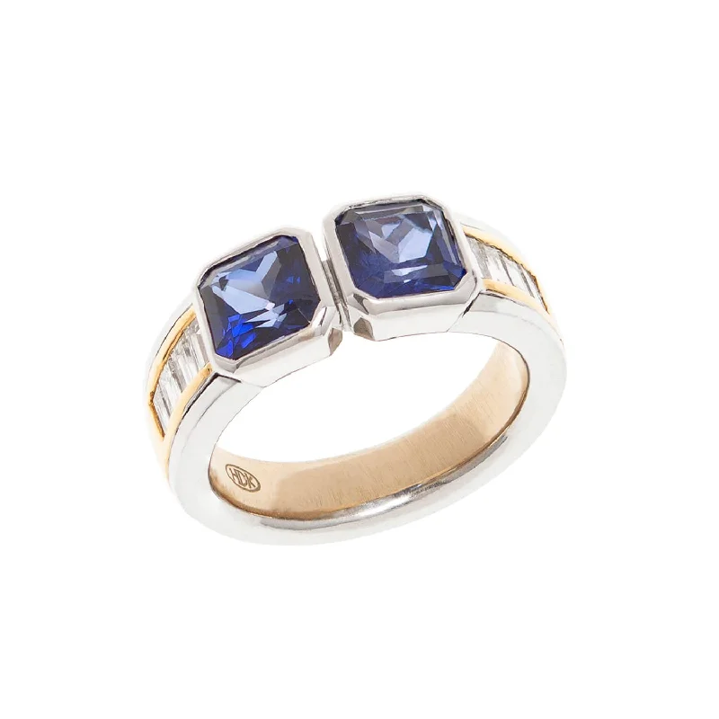 Elegant Engagement Rings-HANS D. KRIEGER Estate 18k Sapphire + Diamond Ring