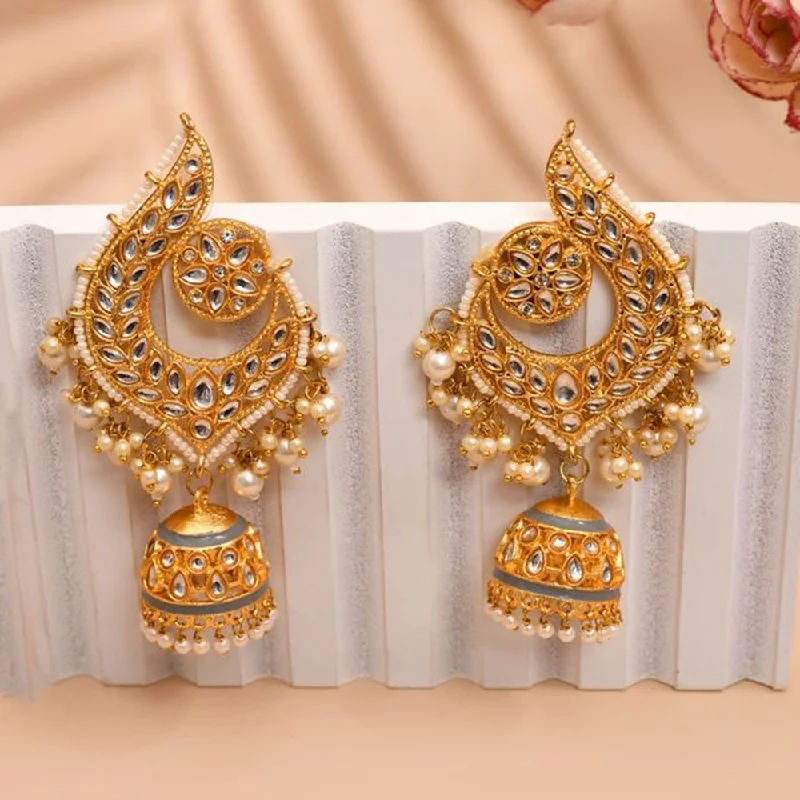 Art Deco Earrings-House Of Ree Peacock Gray Jhumki Drop Earrings for Womens | Women | Girls ER157