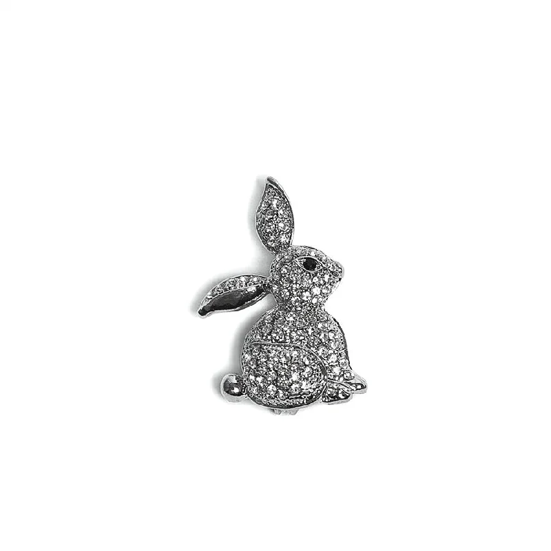 Custom Gemstone Brooch-Sparkling Crystal Bunny Brooch