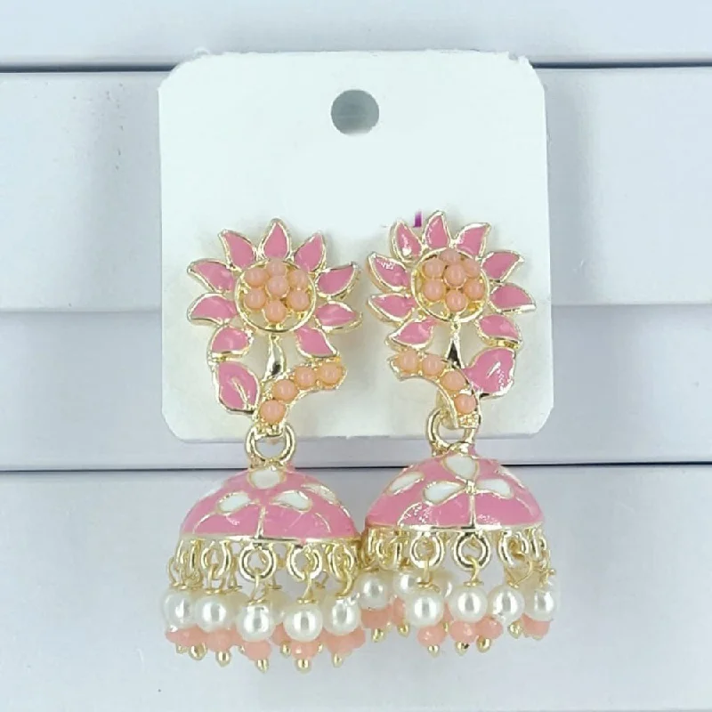 Chunky Earrings for Parties-Corbeda Fashion Gold Plated Meenakari Jhumki Earrings