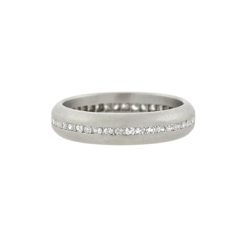 Unique Stackable Rings-Estate Brushed Platinum Diamond Eternity Band Ring 0.50ctw