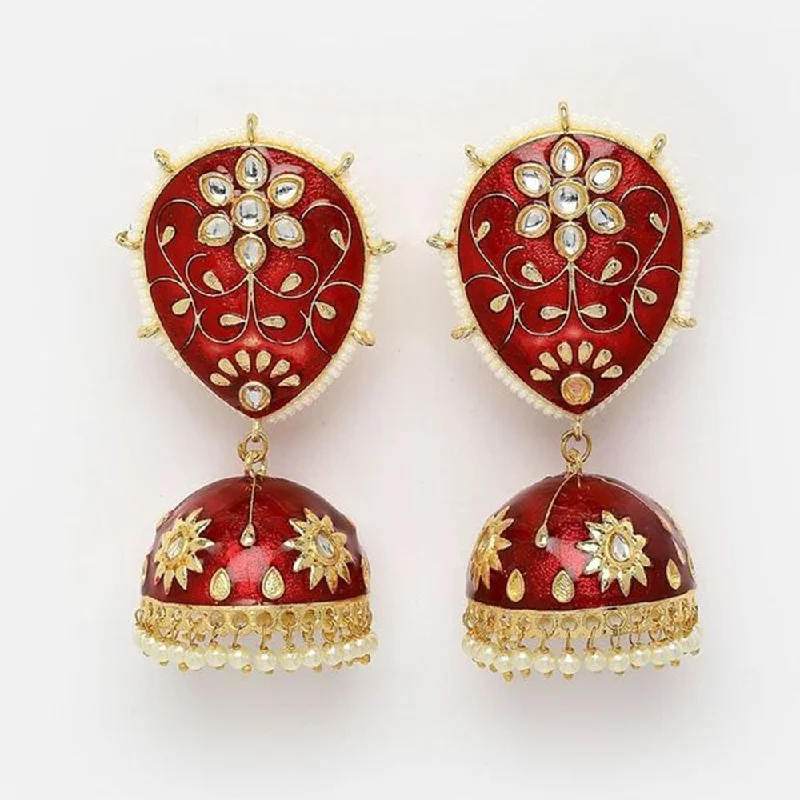 Classic Hoop Earrings-House Of Ree Maroon Jhumka Earrings for Womens for Ethnic Party | Women | Girls ER144