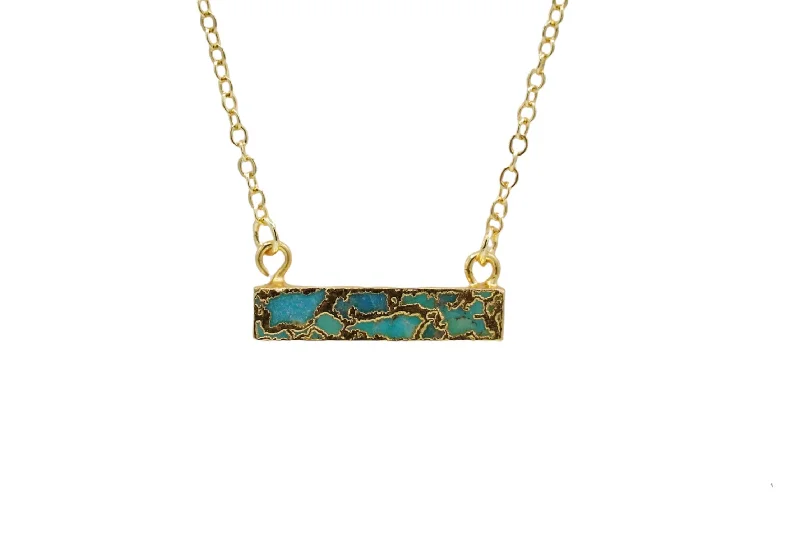 Simple Chain Necklaces-Mini Turquoise bar