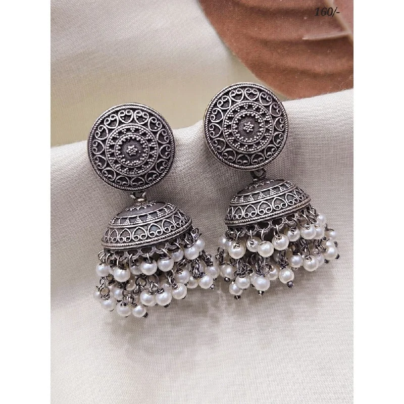 Colorful Statement Earrings-Akruti Collection Oxidised Plated Pearl Jhumki Earrings