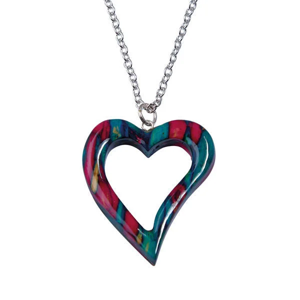 Vintage Beaded Necklaces-Heathergems Quirky Open Heart Pendant Necklace In Silver