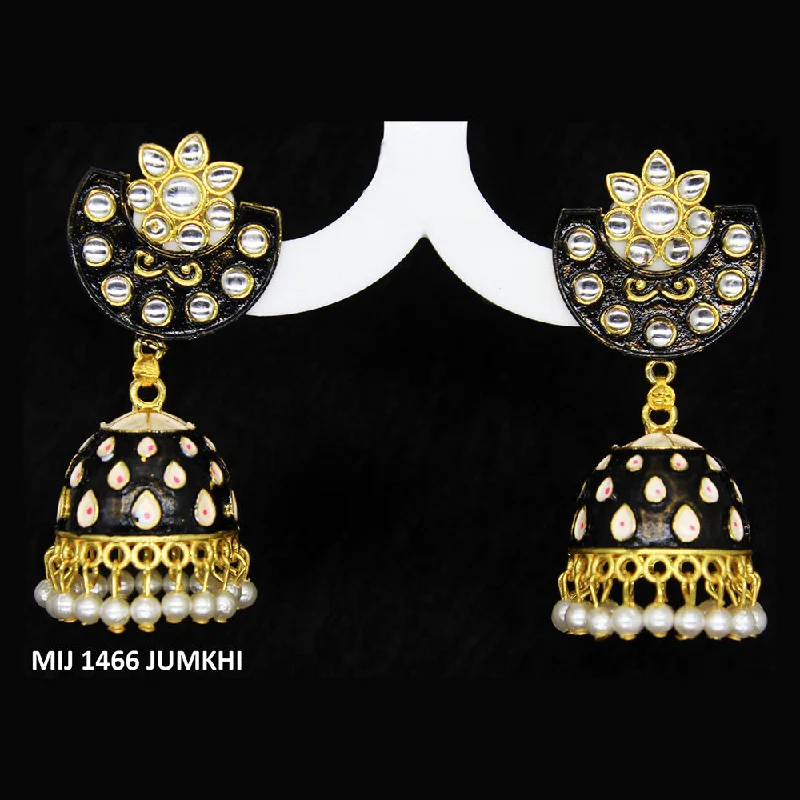 Elegant Drop Earrings for Weddings-Mahavir Gold Plated Meenakari And Kundan Designer Jhumki Earrings