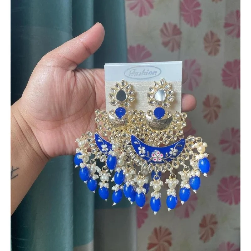 Chunky Earrings for Parties-Akruti Collection Kundan And Meenakari Dangler Earrings