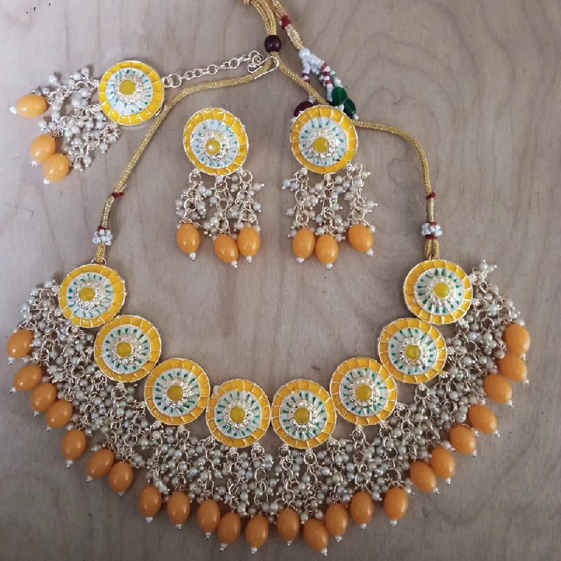 Birthstone Necklaces for Gifts-India Art Gold Plated Meenakari Necklace Set