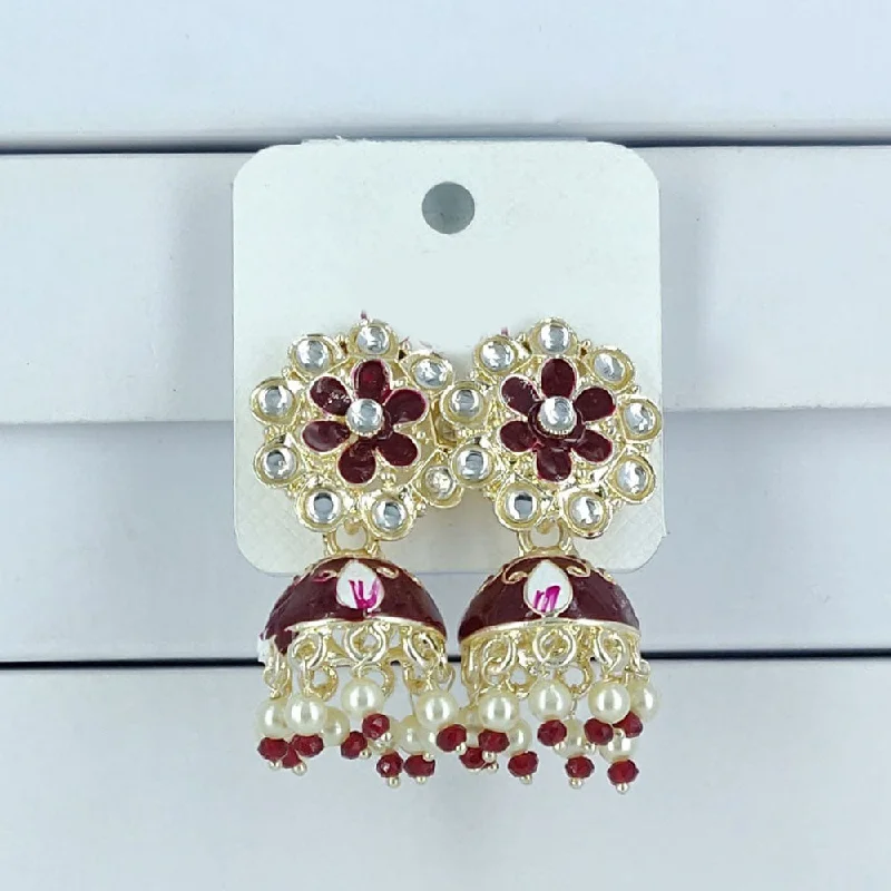 Stud Earrings for Women-Corbeda Fashion Gold Plated Meenakari Jhumki Earrings