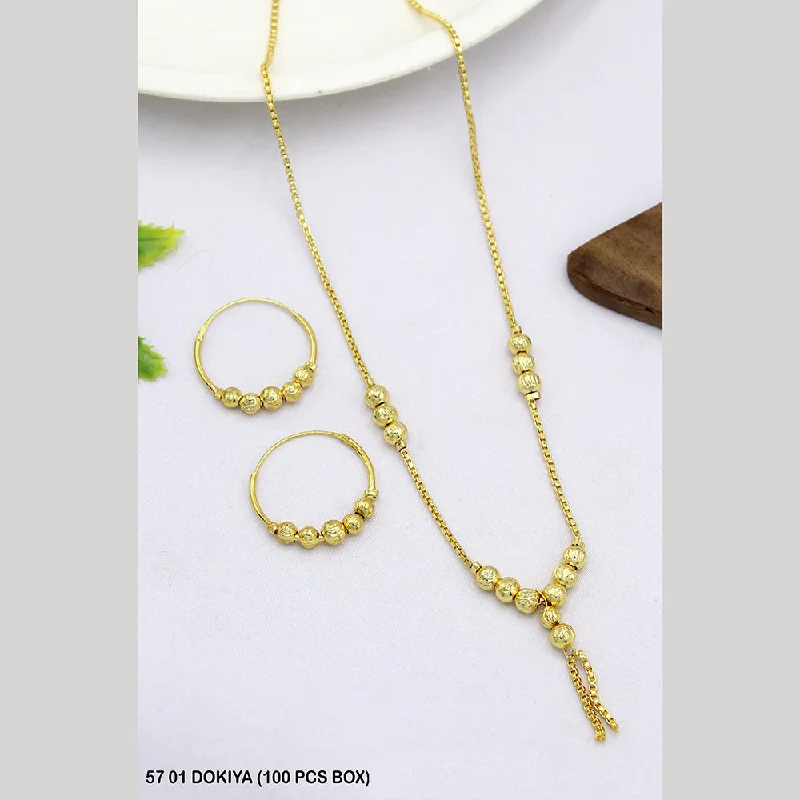 Unique Pendant Necklaces-Mahavir Gold Plated Dokiya Necklace Set