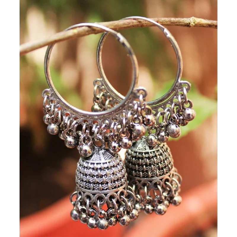 Customizable Earrings for Gifts-H K Fashion Oxidised Plated Jhumki Earings