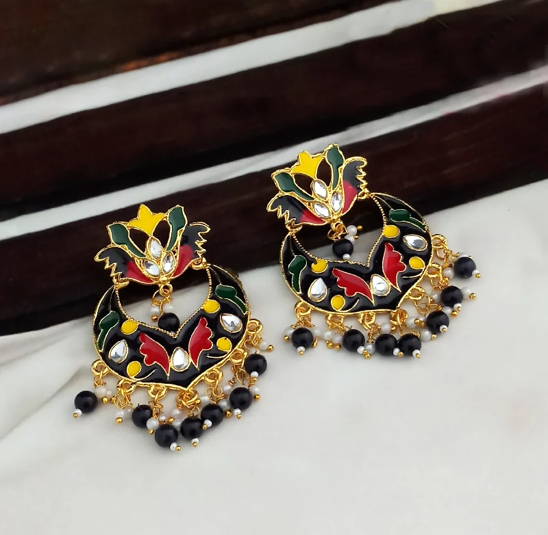 Wedding Party Earrings-Amina Creation Gold Plated Meenakari Dangler Earrings