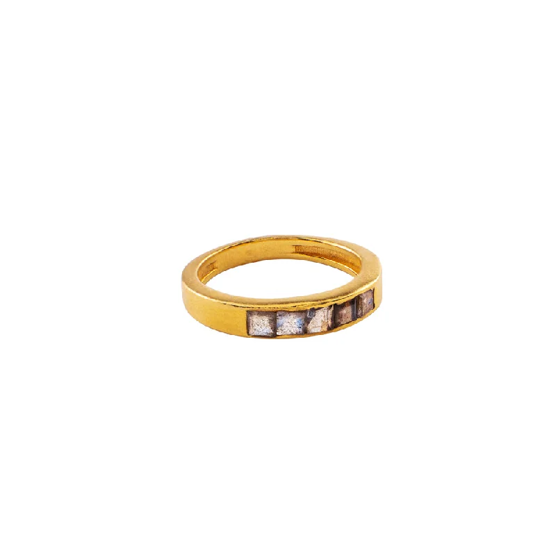 Fashion Rings for Teens-Labradorite Window Pane Ring in Gold