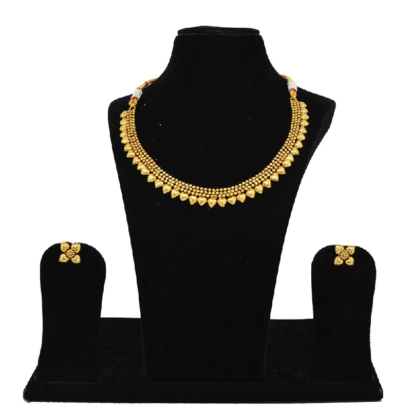 Vintage Style Choker Necklaces-Saloni Fashion Jewellery Gold Plated Necklace Set