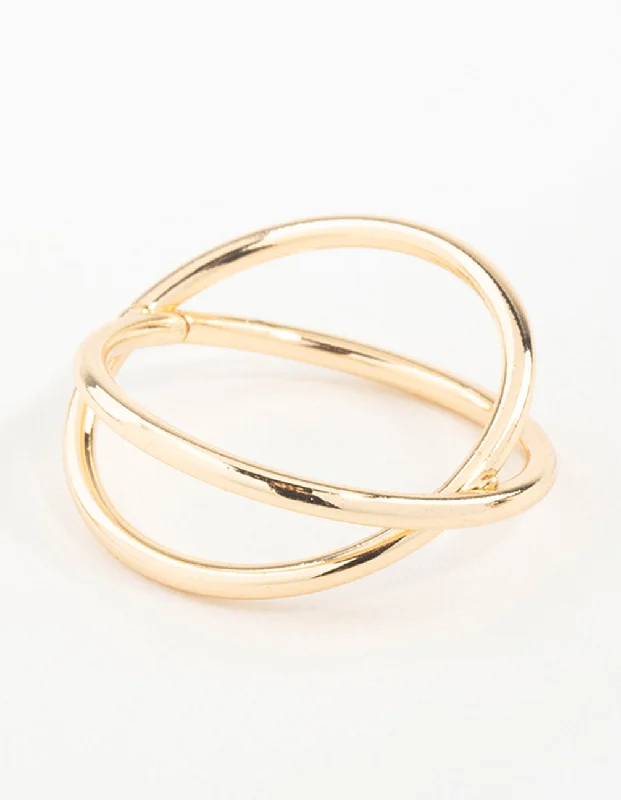 Men's Silver Wedding Bands-Gold Classic Crossover Ring