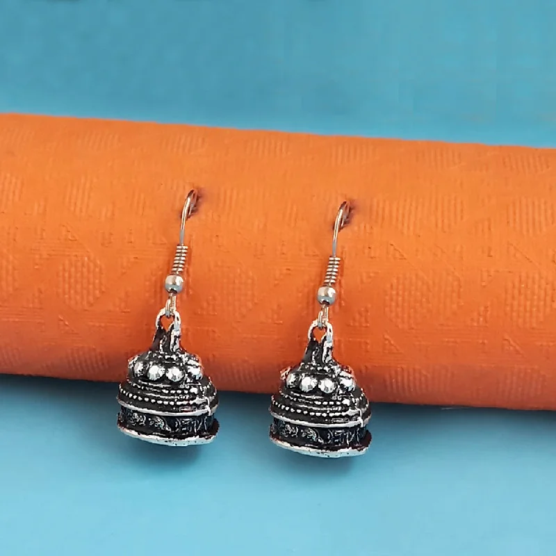 Colorful Beaded Earrings-Kriaa Oxidised Jhumki Black Earrings