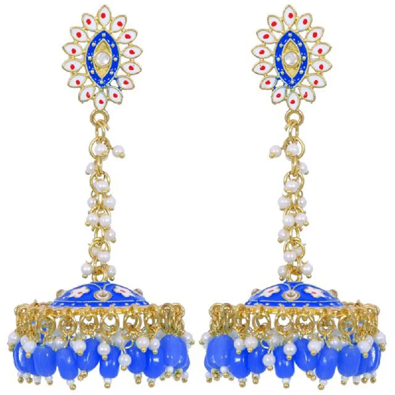 Colorful Stone Earrings-House Of Ree Stylish Partywear Blue Meenakari Jhumki Earrings for Womens | Women | Girls ER118