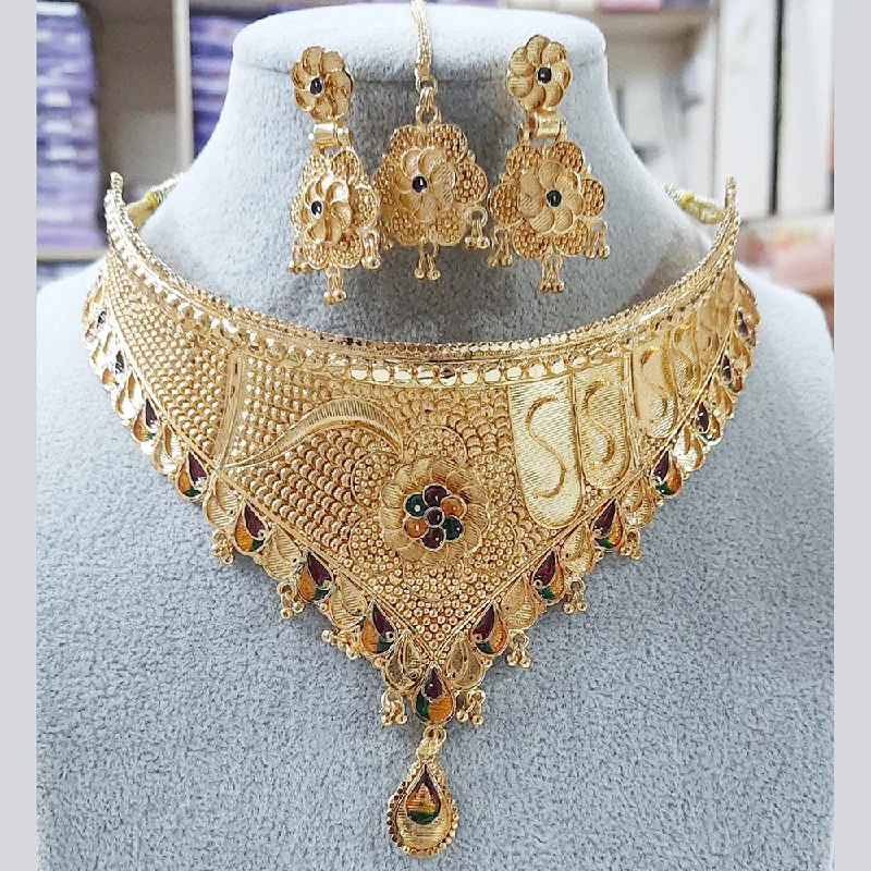 Gold Diamond Necklaces-Martina Jewels Gold Plated Necklace Set