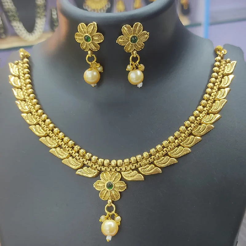 Silver Feather Necklaces-Vaishnavi Fashion Impex Gold Plated Necklace Set