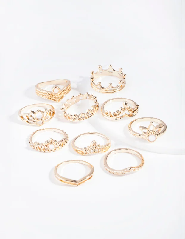 Personalized Vintage Rings-Gold Princess Opal Ring 10-Pack