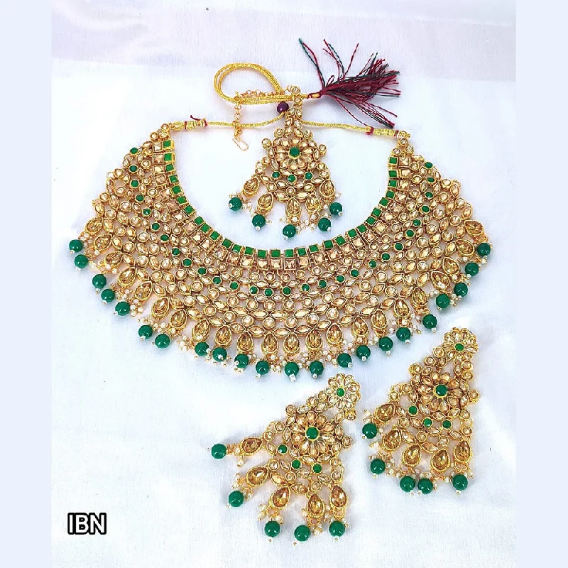 Gold Necklaces for Bridesmaids-Manisha Jewellery Gold Plated Crystal Stone Necklace Set