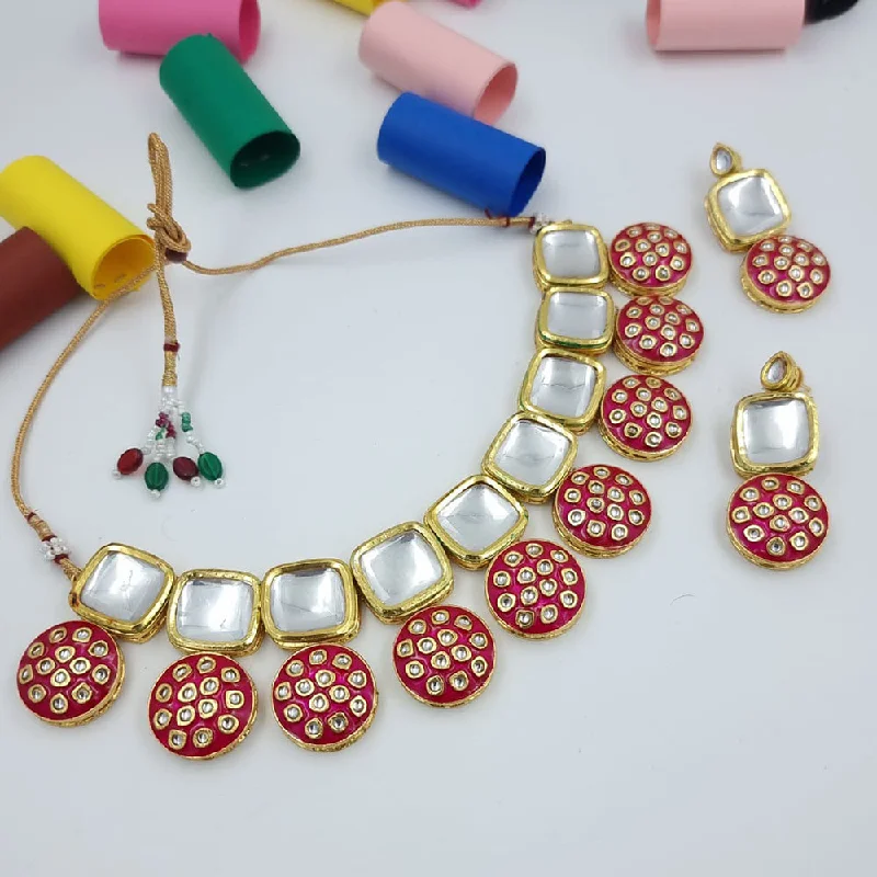 Bold Statement Chain Necklaces-JCM Gold Plated Kundan and Meenakari Necklace Set