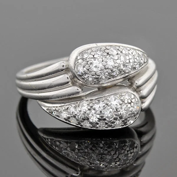 Simple Promise Rings-Vintage 18kt & Pavé Diamond Double Wrapped Ring