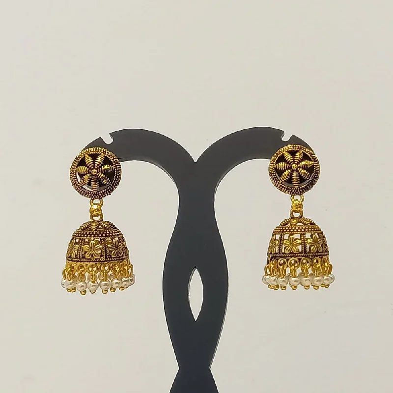 Gemstone Stud Earrings-Dariyalal Sales Gold Plated Jhumki Earrings