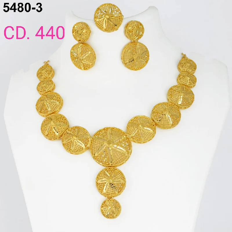 Gold Necklaces for Bridesmaids-MR Jewellery Forming Gold Plated Necklace Set