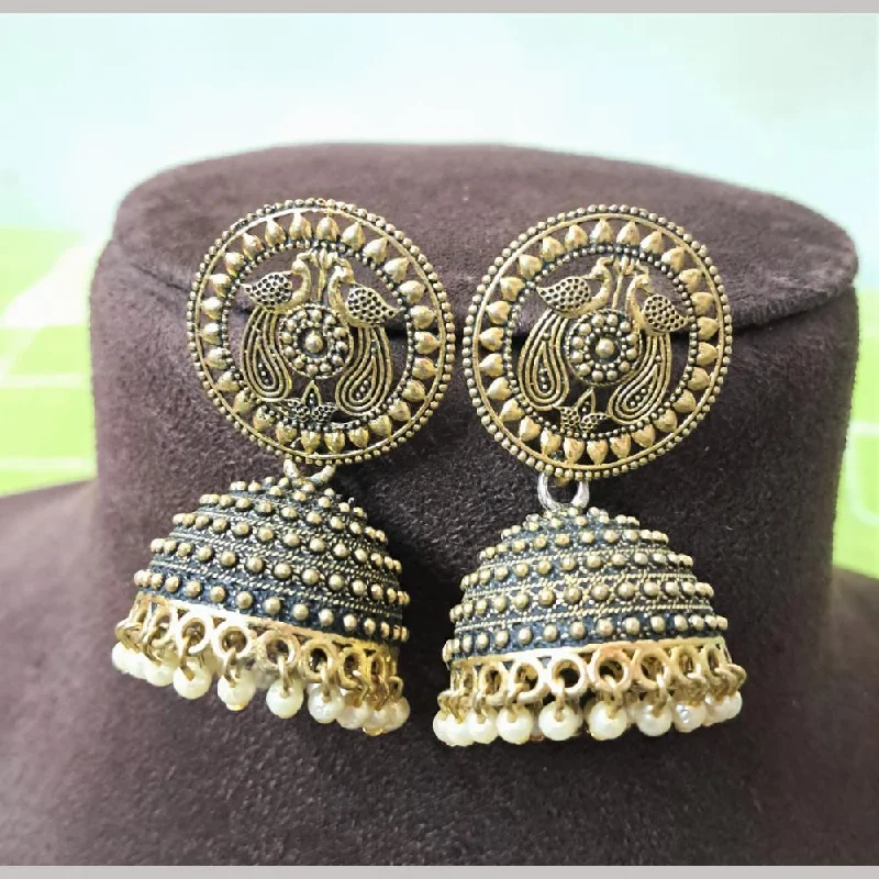 Funky Earrings for Teens-H K Fashion Gold Plated Beads Jhumki Earrings