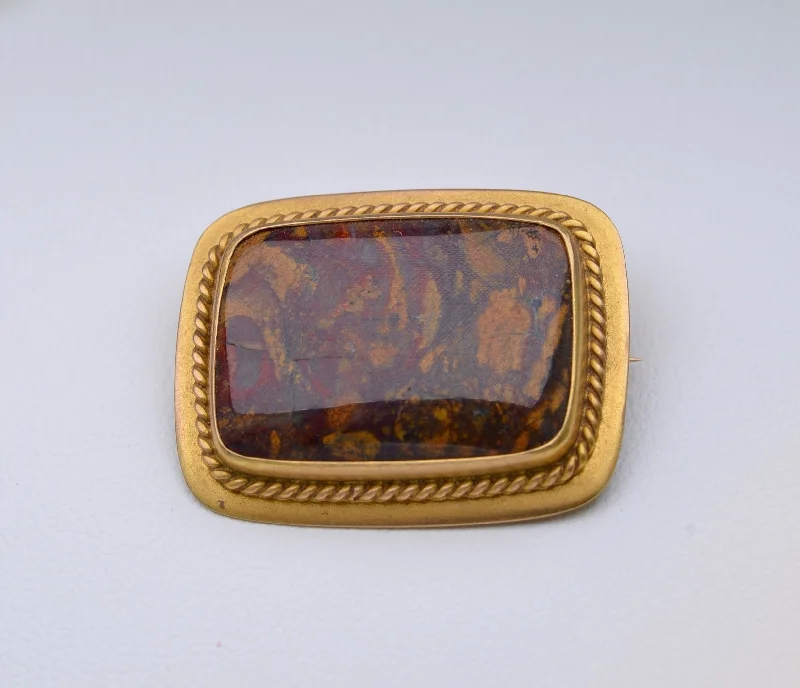 Fashionable Custom Brooch for Gifts-Victorian Brooch with Picture Agate