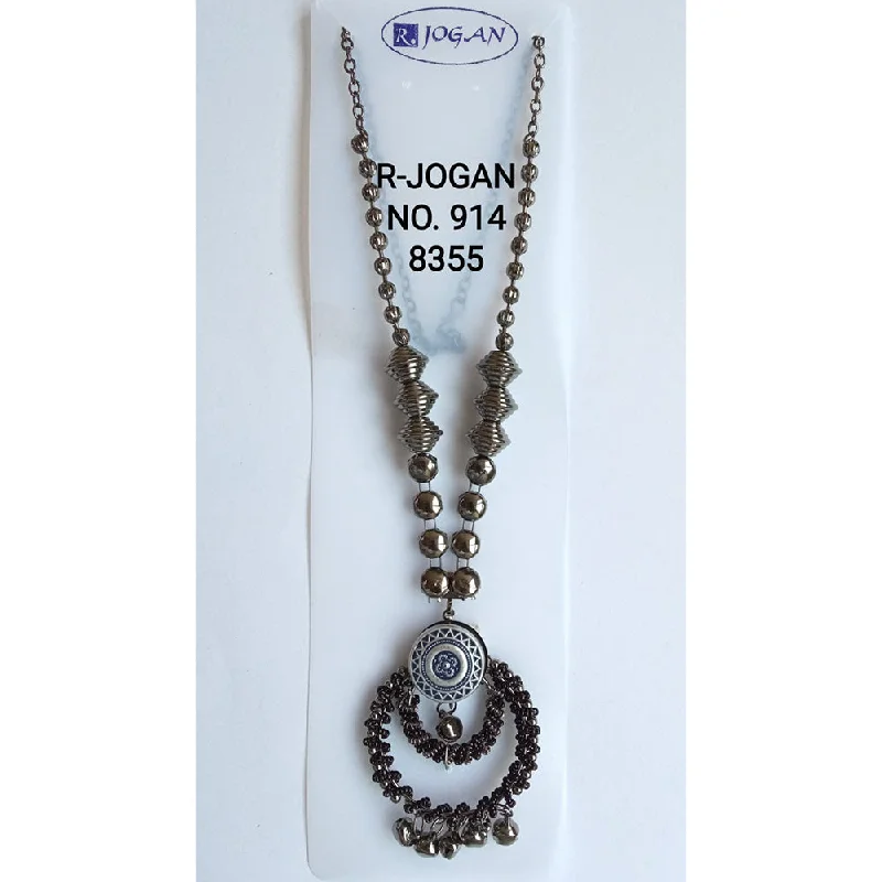 Handmade Pendant Necklaces-R Jogan Oxidised Plated Assorted Design Long Necklace