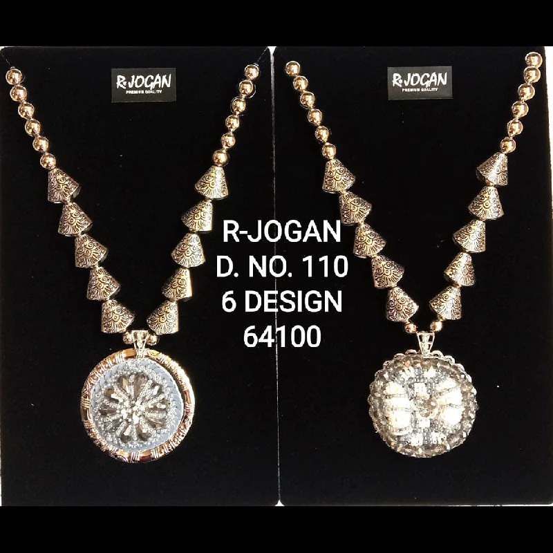 Classic Diamond Pendant Necklaces-R Jogan Oxidised Plated Assorted Design Long Necklace