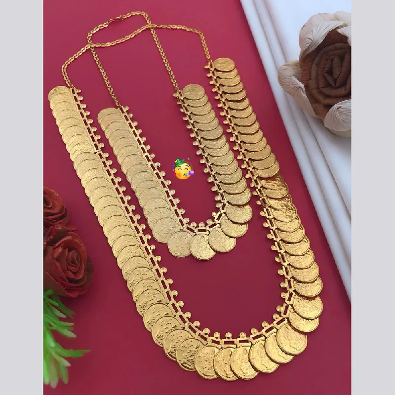 Designer Heart Necklaces-Pooja Bangles Gold Plated Double Necklace Set