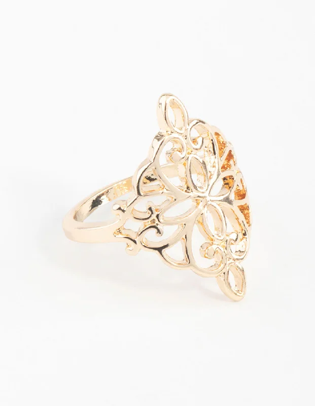 Luxury Wedding Bands-Gold Filigree Ring